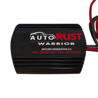 AUTO RUST WARRIOR electronic rust protection module, black with red logo, front view