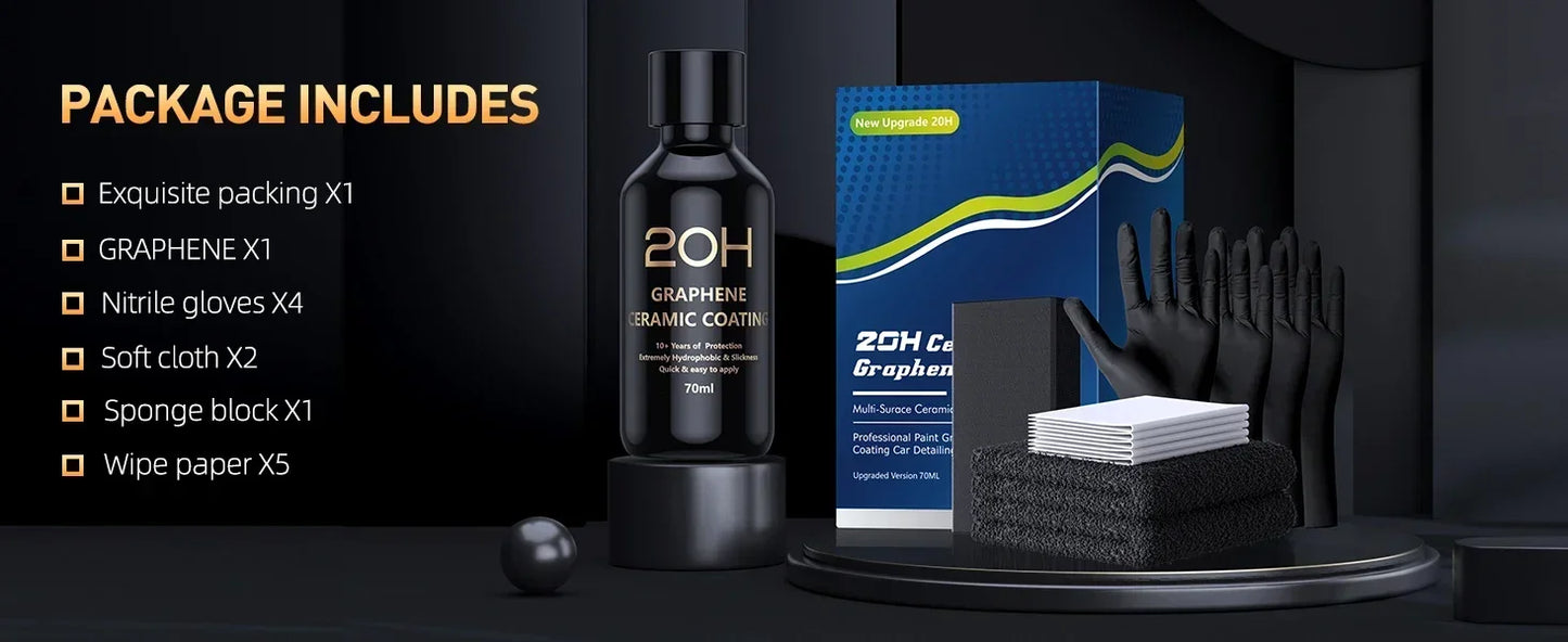 Graphene Ceramic Coating 20H with Self Healing and UV Track Technology Car Detailing Professionals 10+ Years of Protection