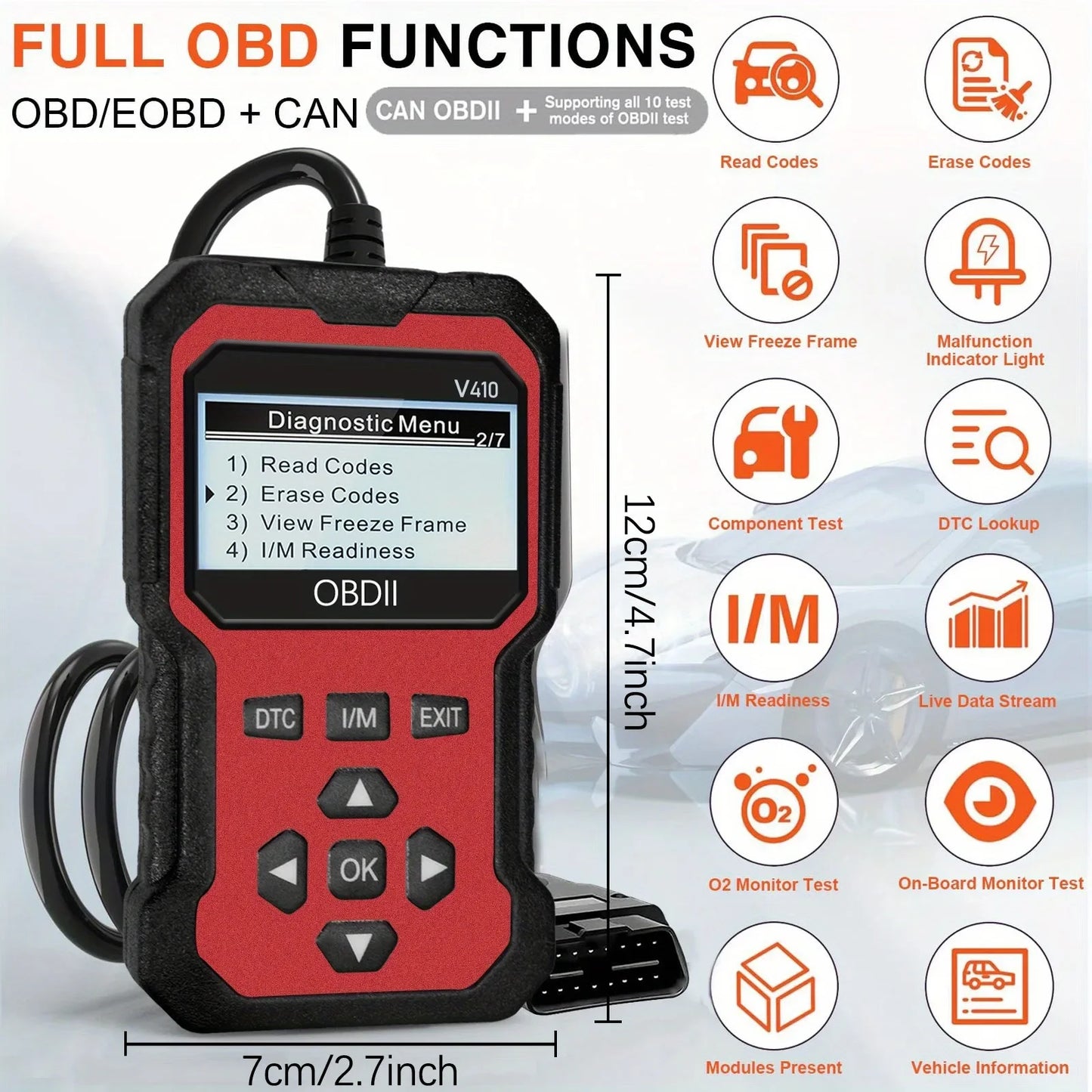 Obd2 Automotive Scanner Diagnostic Tool - engine Fault Recognizer. Diagnose all obd protocol vehicles